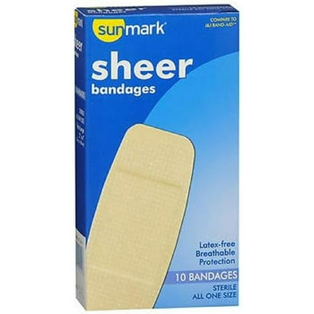 Sunmark Sterile Sheer Bandages, One Size, 10 Count