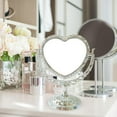 thumbnail image 4 of Tabletop Makeup Mirror Desk Vanity Mirror Double Sided Vintage Desktop Stand Mirror Rotation Platform Mirror for Office Hotel Heart Shape, 4 of 6