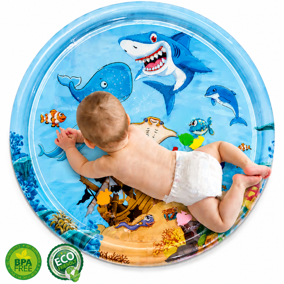 Tummy Time Mat, BUSATIA Inflatable Tummy Time Toys, Premium Baby Play Mat for Infants and Toddlers, Sensory Activity Center for Motor Skills Development