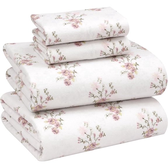 Ruvanti Flannel Sheets King Size - 100% Cotton Brushed Flannel Bed Sheet Sets - Deep Pockets 16 inches (Fits up to 18") - All Seasons Breathable & Super Soft - Warm & Cozy - 4 Pcs - Sovenir