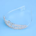 thumbnail image 4 of KAKOWELY Hermosa tiara para novia, dama de honor, fiesta de boda, corona con brillantes cristales y diamantes de imitación (plateada), 4 of 5