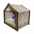 thumbnail image 1 of Indie Pet House, Triangles Pattern with Deer Elk Portraits Geometric Colorful Funky Hipster Tile Urban, Outdoor & Indoor Portable Dog Kennel with Pillow and Cover, 5 Sizes, Multicolor, by Ambesonne, 1 of 5