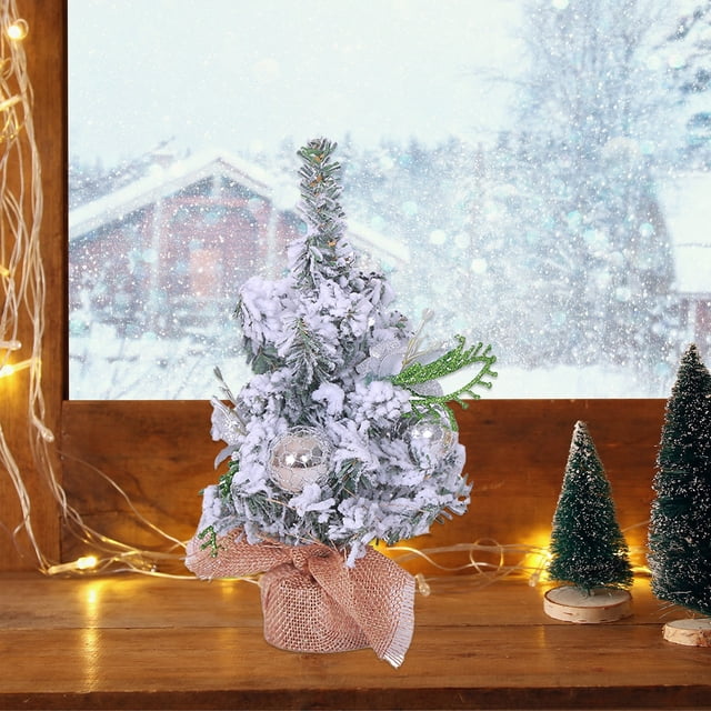 Small Christmas Tree Mini Christmas Tree Mini Pines Tree Bottle Brush Fake Tree With Wooden Base For Tabletop Decoration