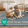 thumbnail image 4 of ODIKA 2'x3' Navy Blue Intricate Geometric And Floral Washable Accent Rug Motifs With Classic Borders Ornamental Balanced Border for Bedroom, Nursery, RV, Pet Friendly, Bedside Mat, 4 of 7