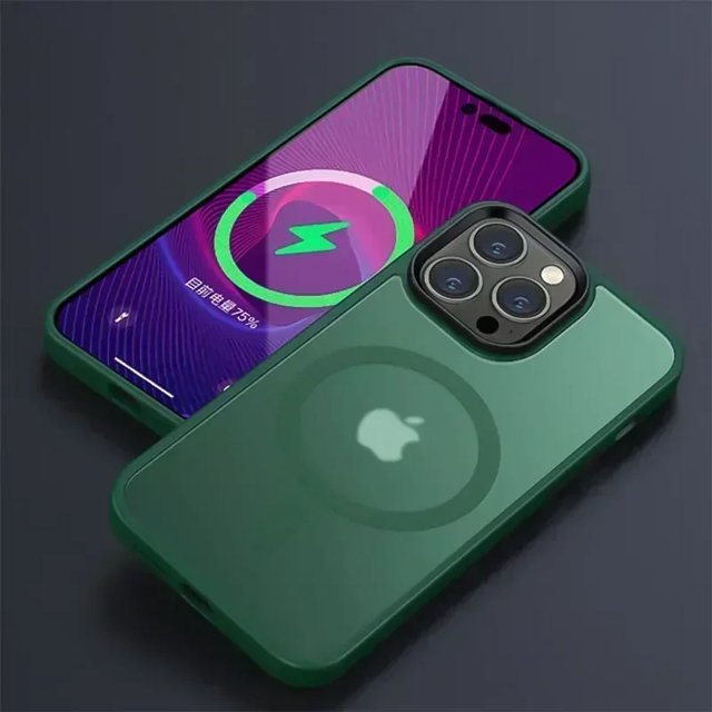 Shockproof Matte Transparent Phone Case For iPhone 16 13 11 12 14 15 Pro Max Plus For Magsafe Magnetic Wireless Charging Cover Alpine Green For iphone 12
