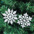 thumbnail image 2 of Deago Set of 24 Plastic Christmas Glitter Snowflake Ornaments Christmas Tree Decorations, 3.9-inch, White, 2 of 9