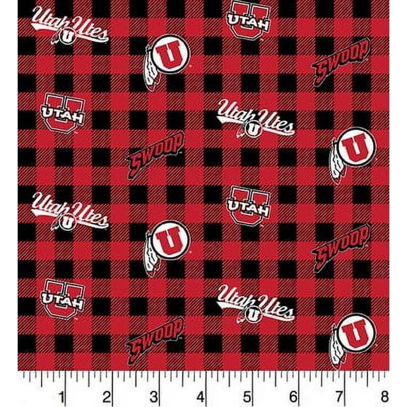 University of Utah Cotton Fabric-Sold by the Yard-Buffalo Plaid Design
