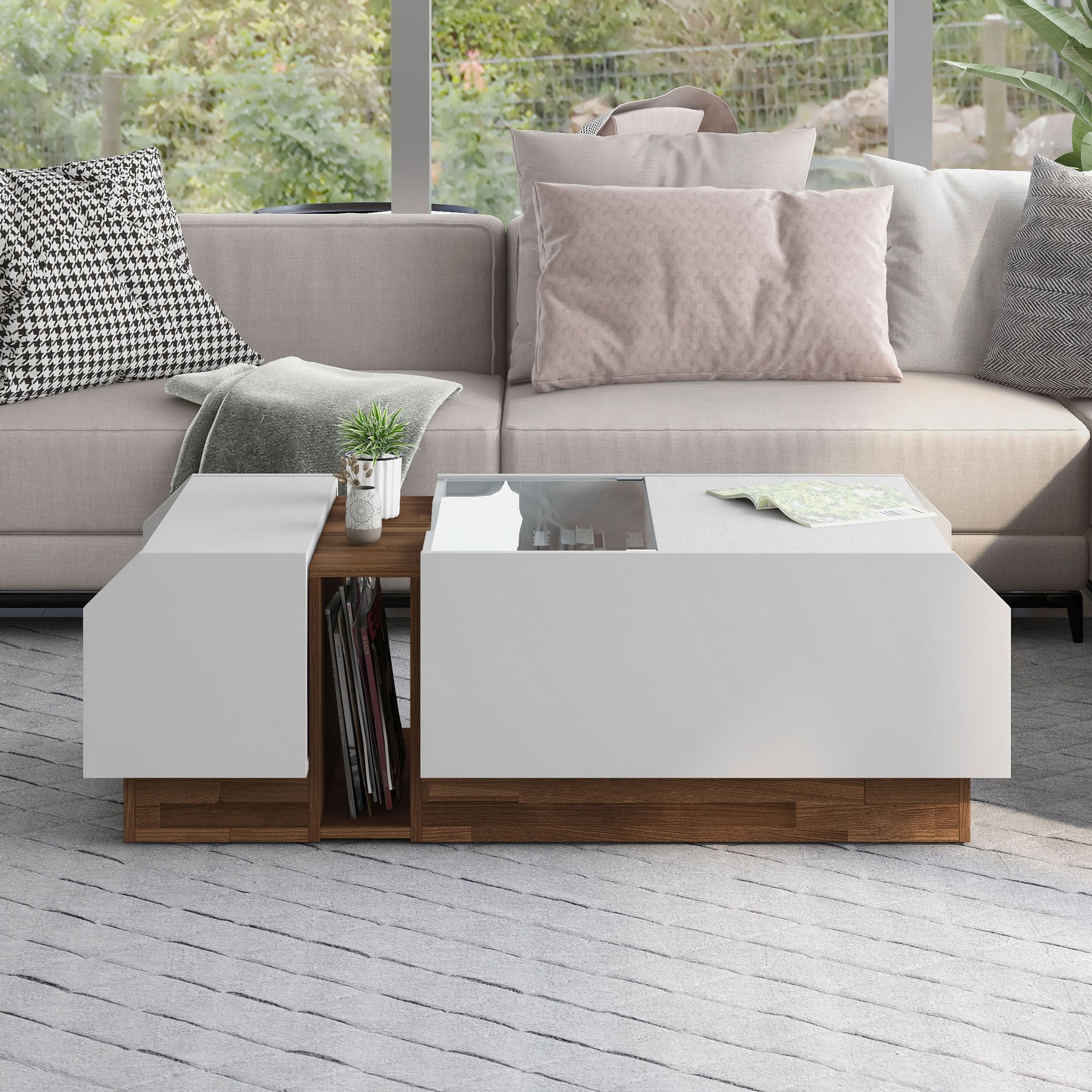 Furniture of America Eadgar Storage Coffee Table, White