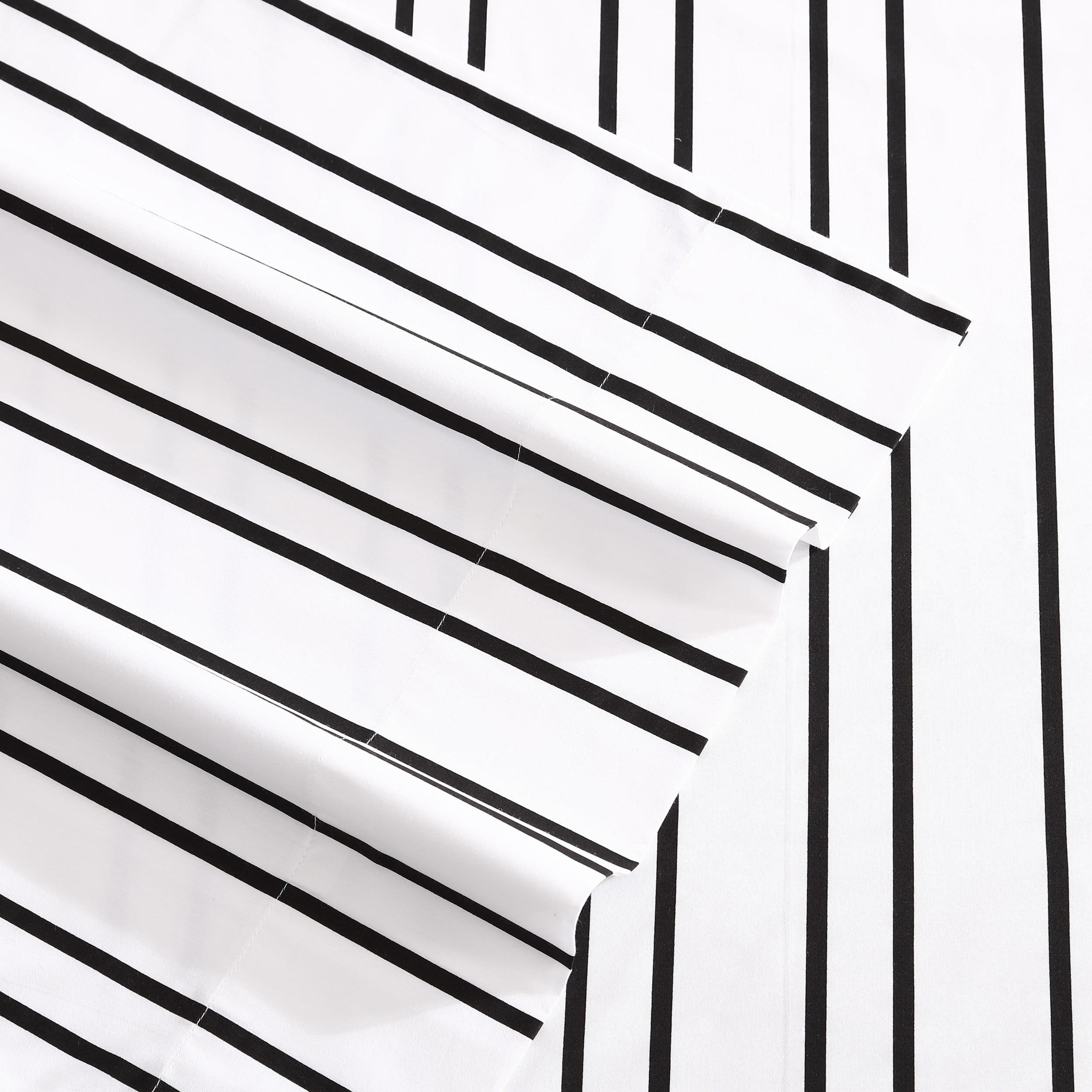 City Scene City Stripe White Cotton Percale Twin Sheet Set