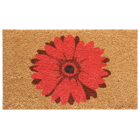 Rubber-Cal "Red Daisy" Flower Door Mat, 18 x 30"