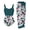 Teal Tropical Floral, variant on Teen Girls One Piece Swimsuit with Cover Up Sarong Skirt Bathing Suit Beach Swimwear for 10-16 Years