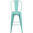 thumbnail image 4 of Emma + Oliver 4 Pack 30" High Mint Green Metal Indoor-Outdoor Barstool with Back, 4 of 12