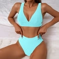 thumbnail image 2 of Kcodviy Women Swimwear Bikinis Soild Swim Trunks for Women with Pockets Swimsuit Ladies Shorts Halter Swim Tops for Two Piece Swimwears Tankinis Swim Suits with Shorts Set, 2 of 3