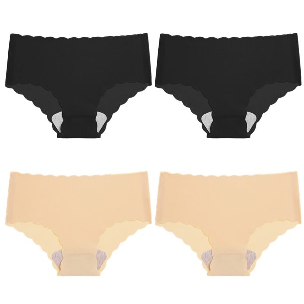 TrowBridge-Conjunto de bragas de 4 piezas para mujer, ropa interior sin costuras de satén de seda, bragas simples con borde ondulado, lencería agradable para la piel, calzoncillos acogedores