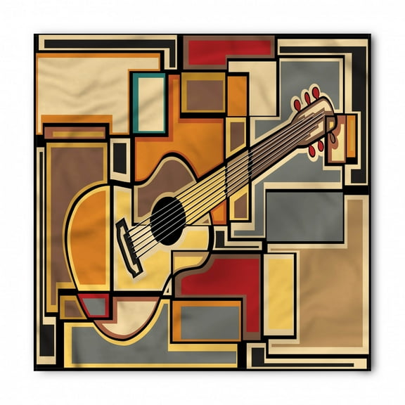 Music Bandana, Geometric Guitar Funky, Unisex Head and Neck Tie, by Ambesonne