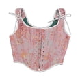 thumbnail image 2 of Fashion Women Style Flower Print Backless Ribbon Lace Waist Camisole Shapewear, 2 of 8