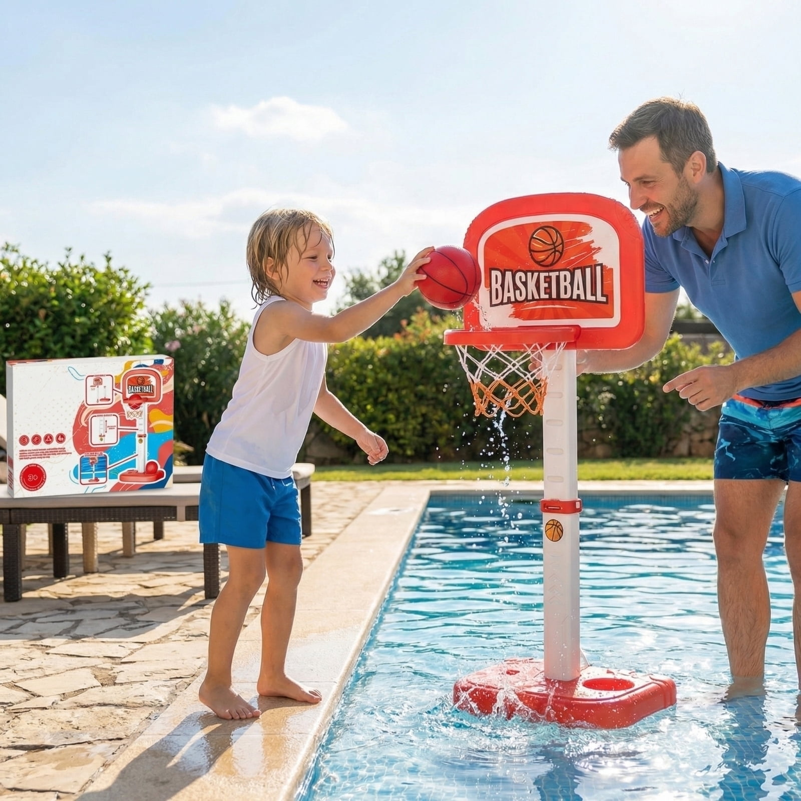 Adjustable Basketball Hoop for Kids, Portable Height Adjustable toddler Basketball Hoop Outdoor, Red Basketball Stand with 2 Balls