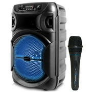 Technical Pro 8 inch Portable 1000W Bluetooth Speaker w/ Woofer and Tweeter + Professional Portable Microphone with
