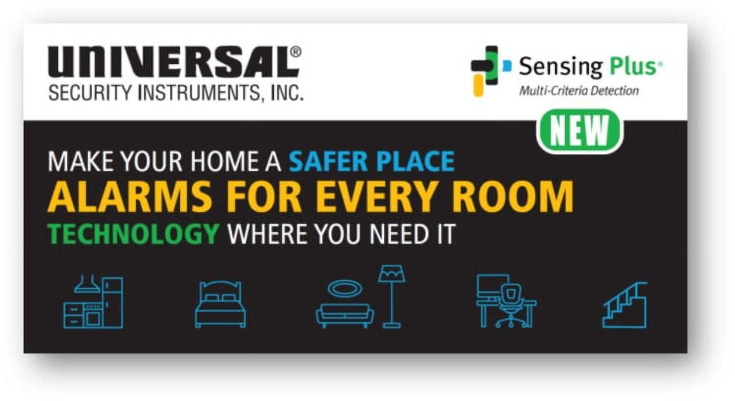Universal Security Instruments, Sensing Plus, Hardwired Smoke & Fire Alarm, Multi-Criteria Detection, with 10 Year Battery Backup