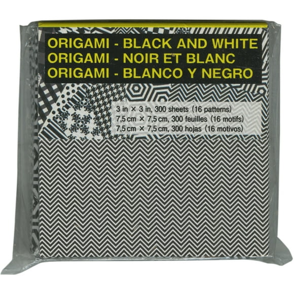 Papier Origami 3"X3" 300 Feuilles-Noir et Blanc