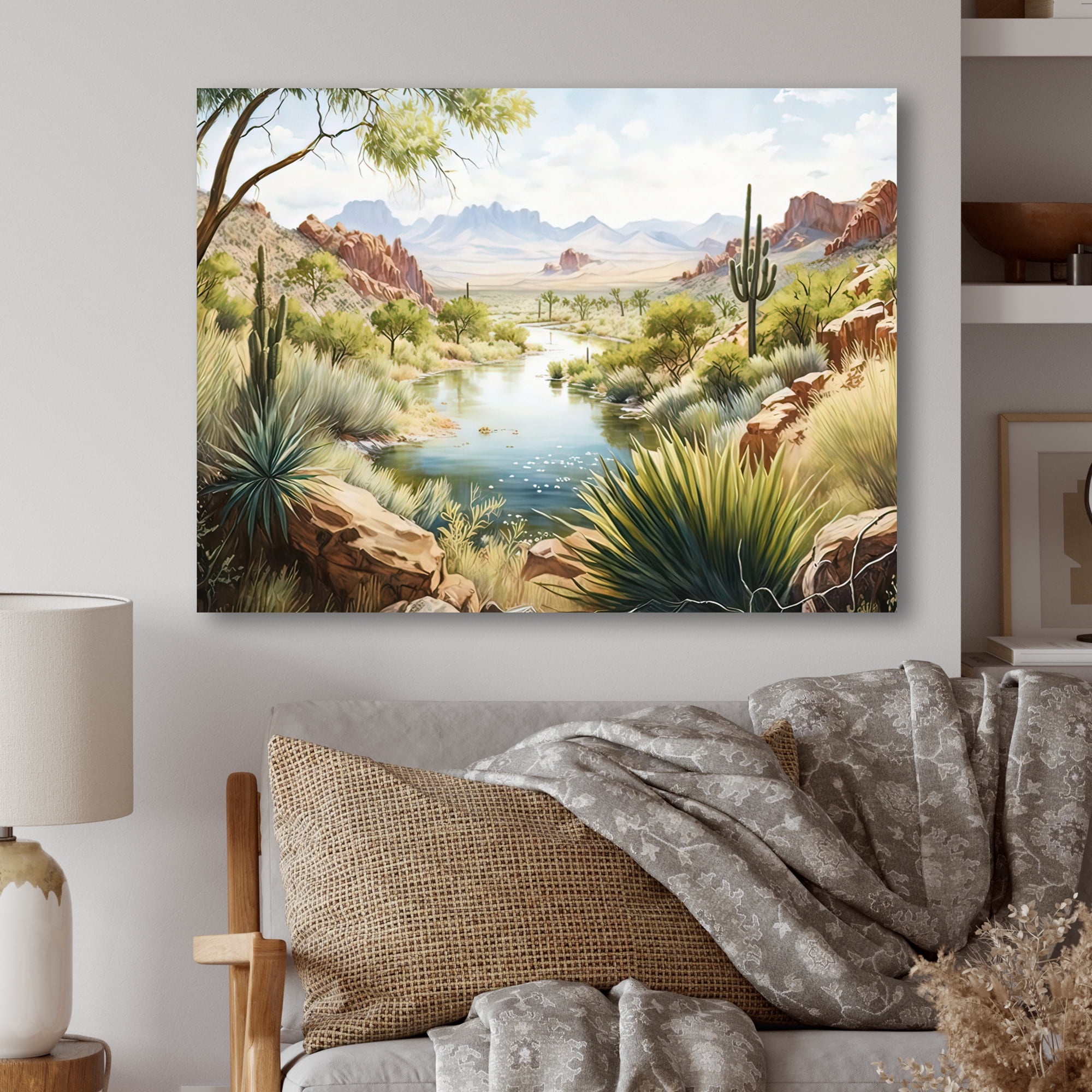 Designart Arizona Desert Creek Scenery I Canvas Wall Art