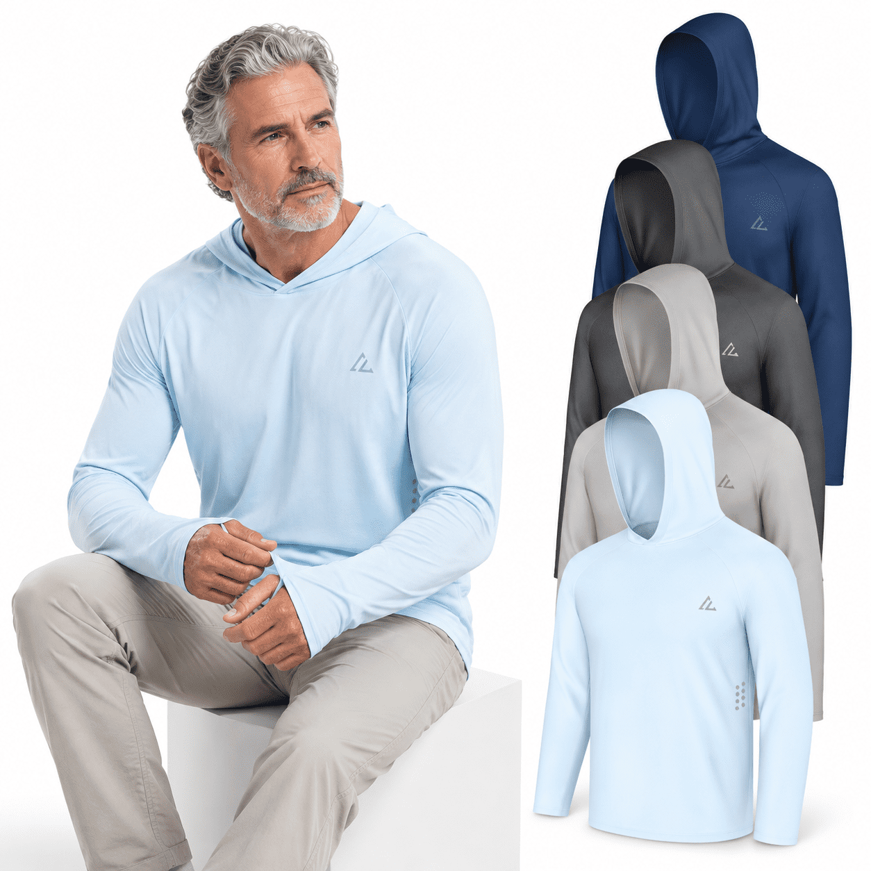 4 Pack Men s Upf 50+ Fishing Shirt Long Sleeve Sun Hoouv Protection