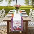 thumbnail image 4 of 4th of July Watercolor Truck Heart Flower Table Runner-36 Inch Long American Red Blue Flag Table Runners Linen Burlap Tablerunner for Kitchen Dining Room Holiday Party, 4 of 9