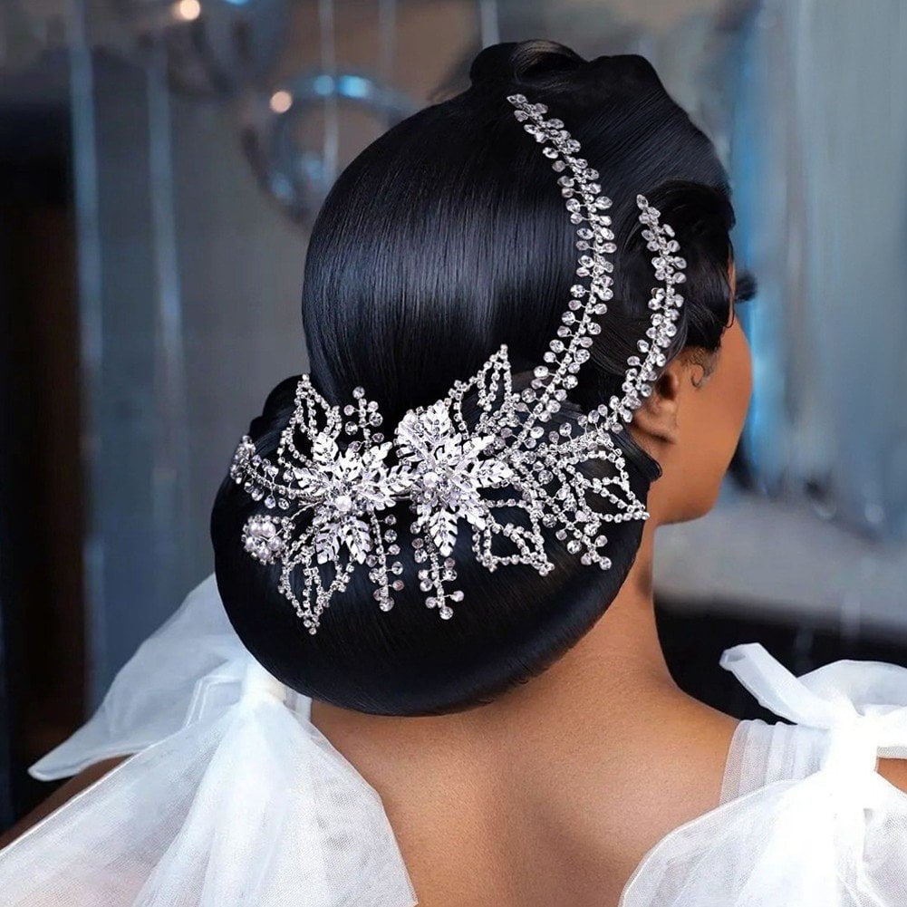 Jiibva Wedding Hair Clip Rhinestone Bridal Hairpiece Flower Hair Clip Elegant Hair Accessories