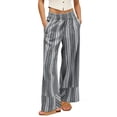 thumbnail image 2 of High Waist Women Striped Print Patchwork Loose Casual Pants Wide Leg Trousers, 2 of 5