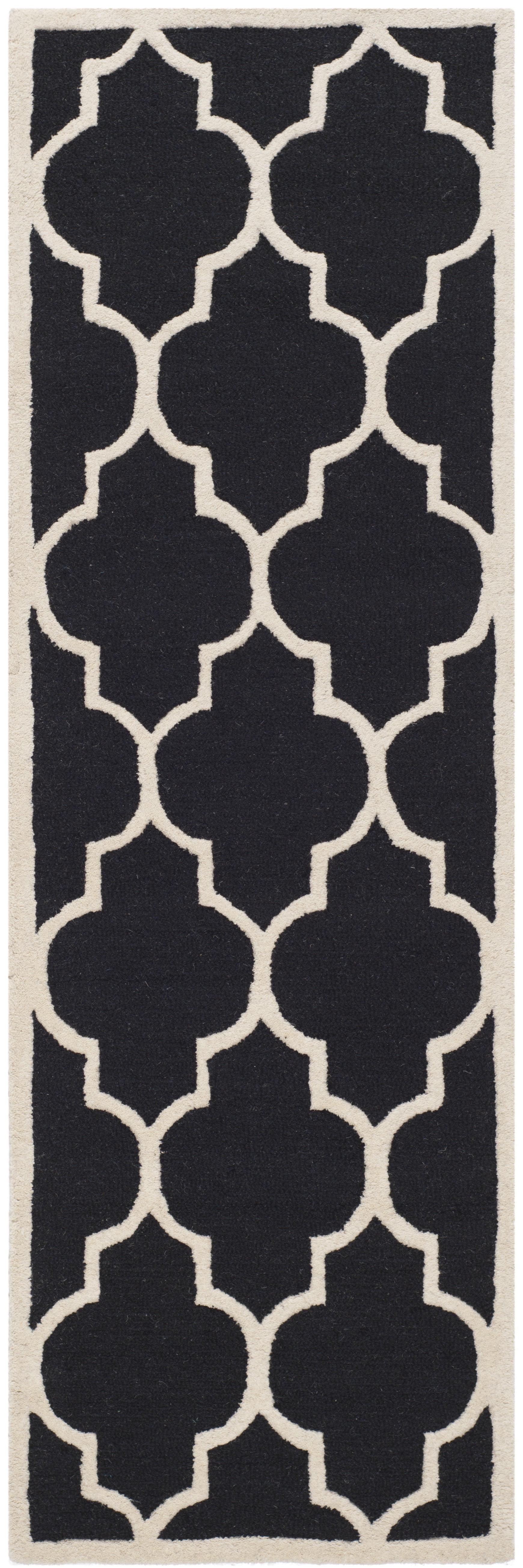 SAFAVIEH Cambridge Kevin Geometric Wool Runner Rug, Black/Ivory, 2'6" x 8'