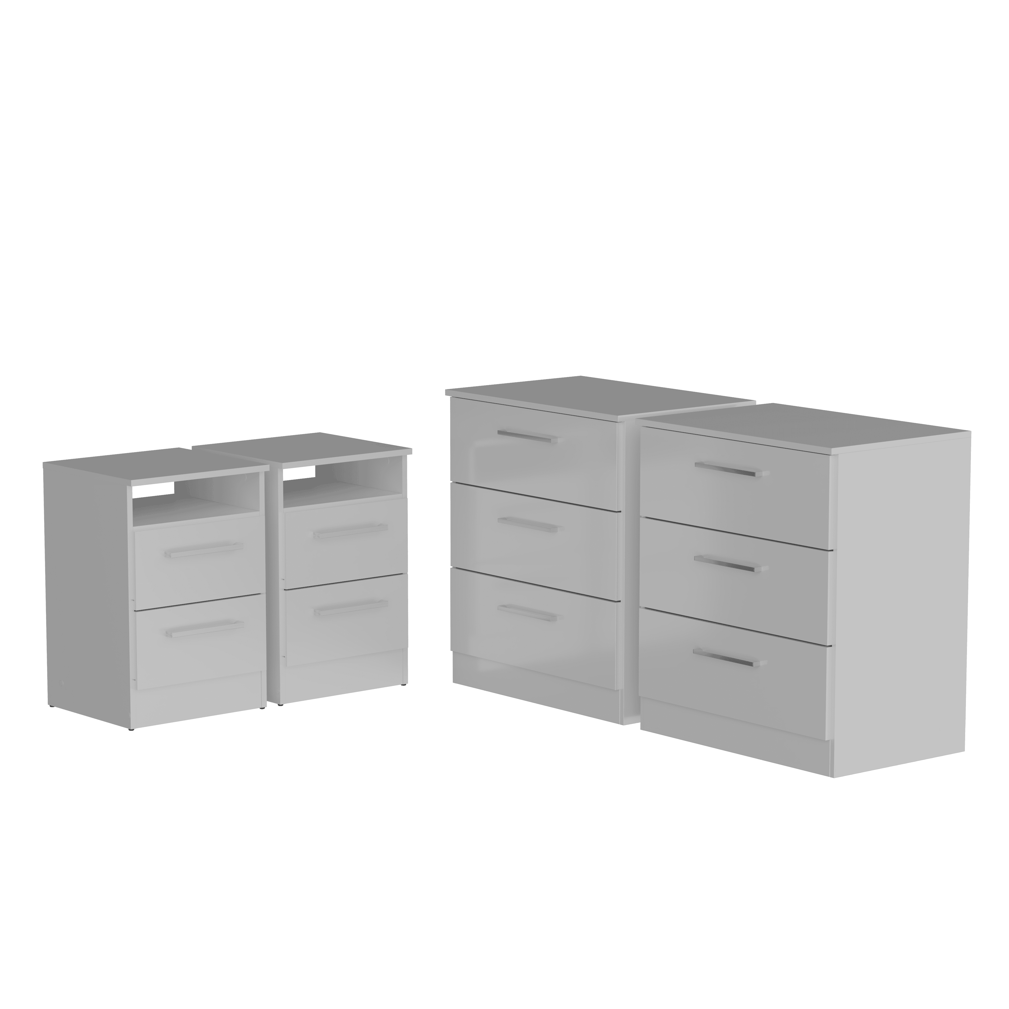 Kappesberg 4-Piece White Bedroom Furniture Set with Chests and Nightstands for Adults and Teens