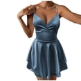 thumbnail image 2 of Gamivast Cocktail Dresses for Women Spaghetti Strap V-Neck Party Dress Silky Mini Dresses Solid Fit and Flare A Line Satin Low Back Club Night Out Date, 2 of 7