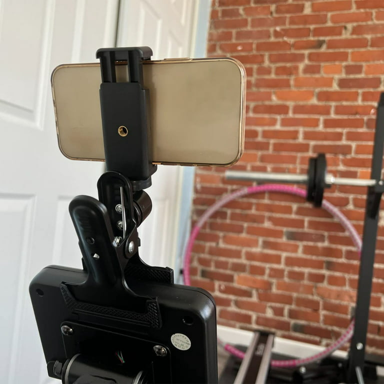 Gym Phone Holder for Recording - Workout Phone Holder Compatible with  Dumbbells, Kettlebells, Concept 2 Rowing Machine, Peloton Bike. Gym  Accessories