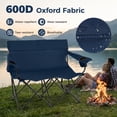 thumbnail image 4 of Biotree 2-Person Folding Outdoor Loveseat Camp Chair with Cup Holders for Camping Beach Picnic, Blue, 4 of 11