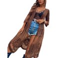 thumbnail image 2 of VISgogo Mujeres Playa Malla Cubrir, Traje de baño Smock Floral Impreso Encaje Abierto Kimono Verano Ropa de Playa VISgogo moda, 2 of 7