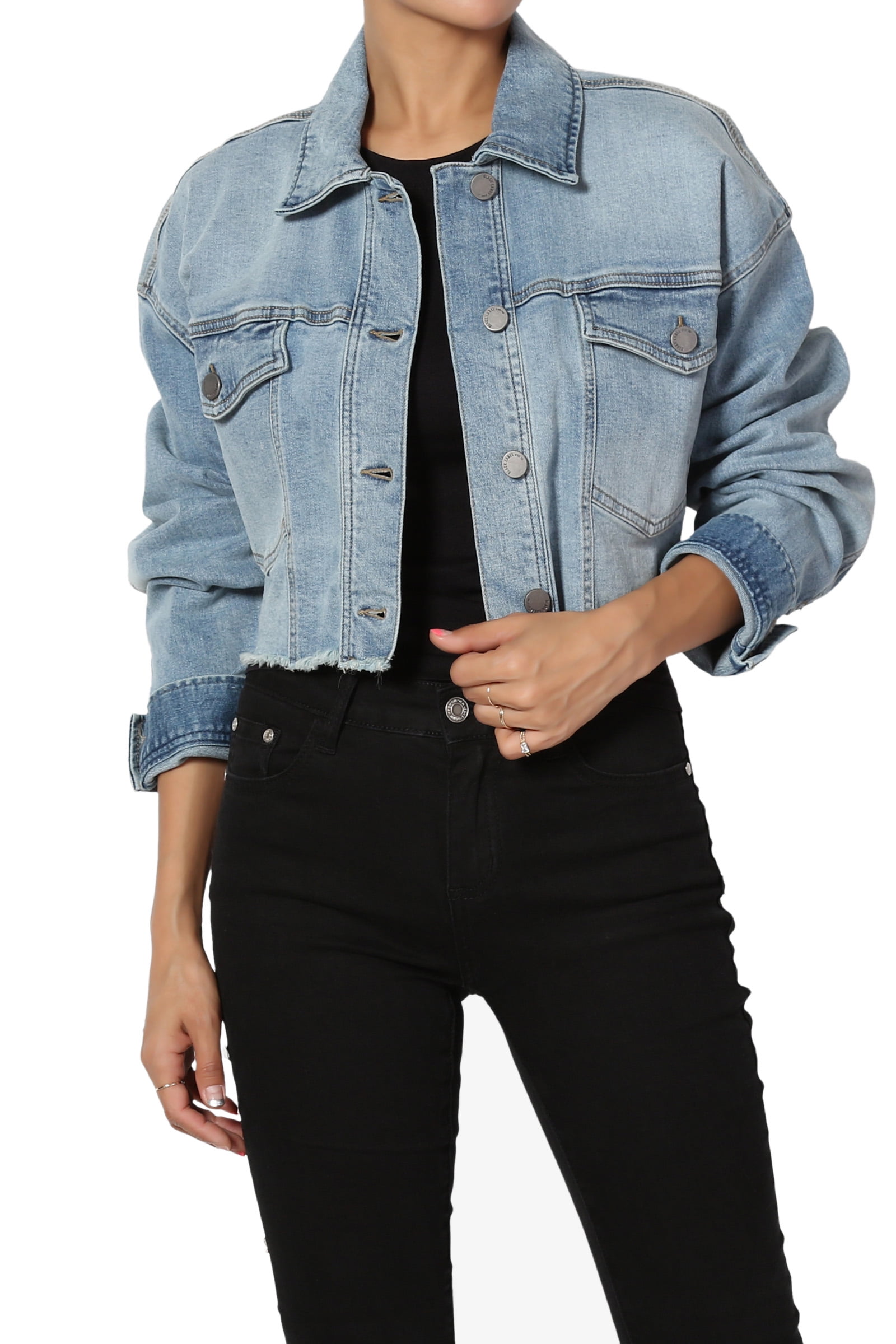 raw edge cropped denim jacket