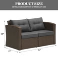 thumbnail image 7 of Cozyhom Brown Wicker Rattan Patio Loveseat,Sectional Couch Corner Chair with Armrest and Dark Gray Cushions, 7 of 7
