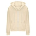 thumbnail image 5 of Titcea Zip Up Hoodie Women, Solid Color Pocket Drawstring Oversized Sweatshirt with Two Way Zipper, Warm Comfy Lightweight Casual Jackets, 5 of 8