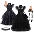 thumbnail image 2 of Addams-Disfraz de Cosplay de Wednesday para niña, Vestidos para niños, Carnaval, Pascua, fiesta de disfraces de Halloween para 3-12 años, novedad de 2023, 2 of 4