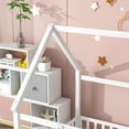 thumbnail image 4 of Full Bed Frame, Floor Bed with Fence Guardrails, Full Bed Frames with House Roof Frame, Montessori Bed, Modern Style House Bed for Kids Adults Boys and Girls, White, 4 of 9