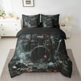 thumbnail image 2 of YST Gothic Music Themed 7 Piece Comforter Set Full Bed in a Bag,Musical Instrument Drum Kit Bedding Sets Halloween Skeleton Sugar Skull Grunge Black Red Sheet Set with Comforter, 2 of 5