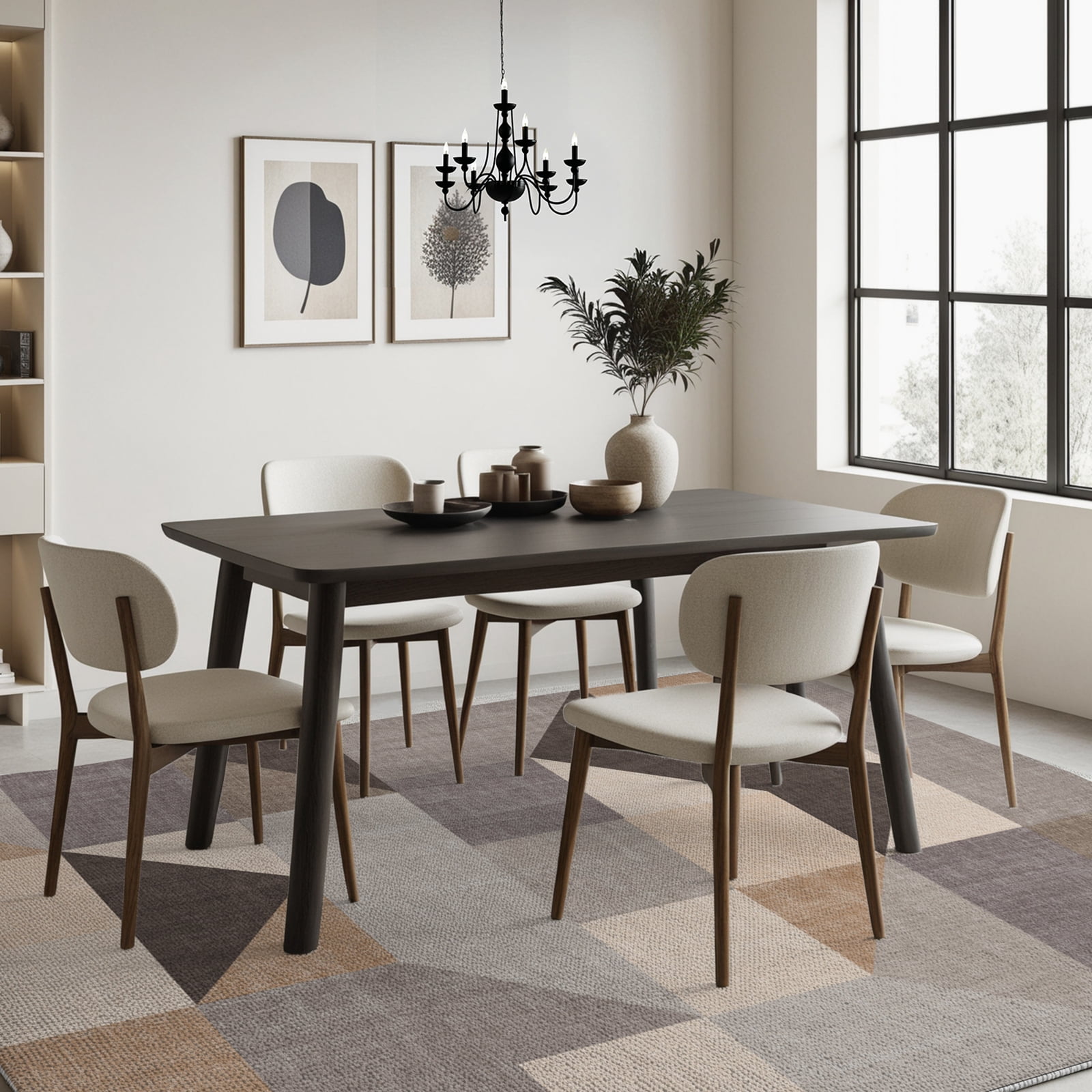 Cozylore 9'x12' Area Rugs for Living Room Geometric Style Modern Rug Soft Low Pile Non Slip Carpet Machine Washable Indoor Rug for Bedroom Dining Room Office, Brown