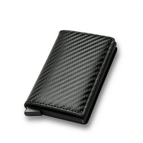 Credit Card Holder Men Wallet RFID Aluminium Box Bank PU Leather Wallets With Money Clip Designer Anti-theft Wallet Card Holder W149-Carbon Fiber