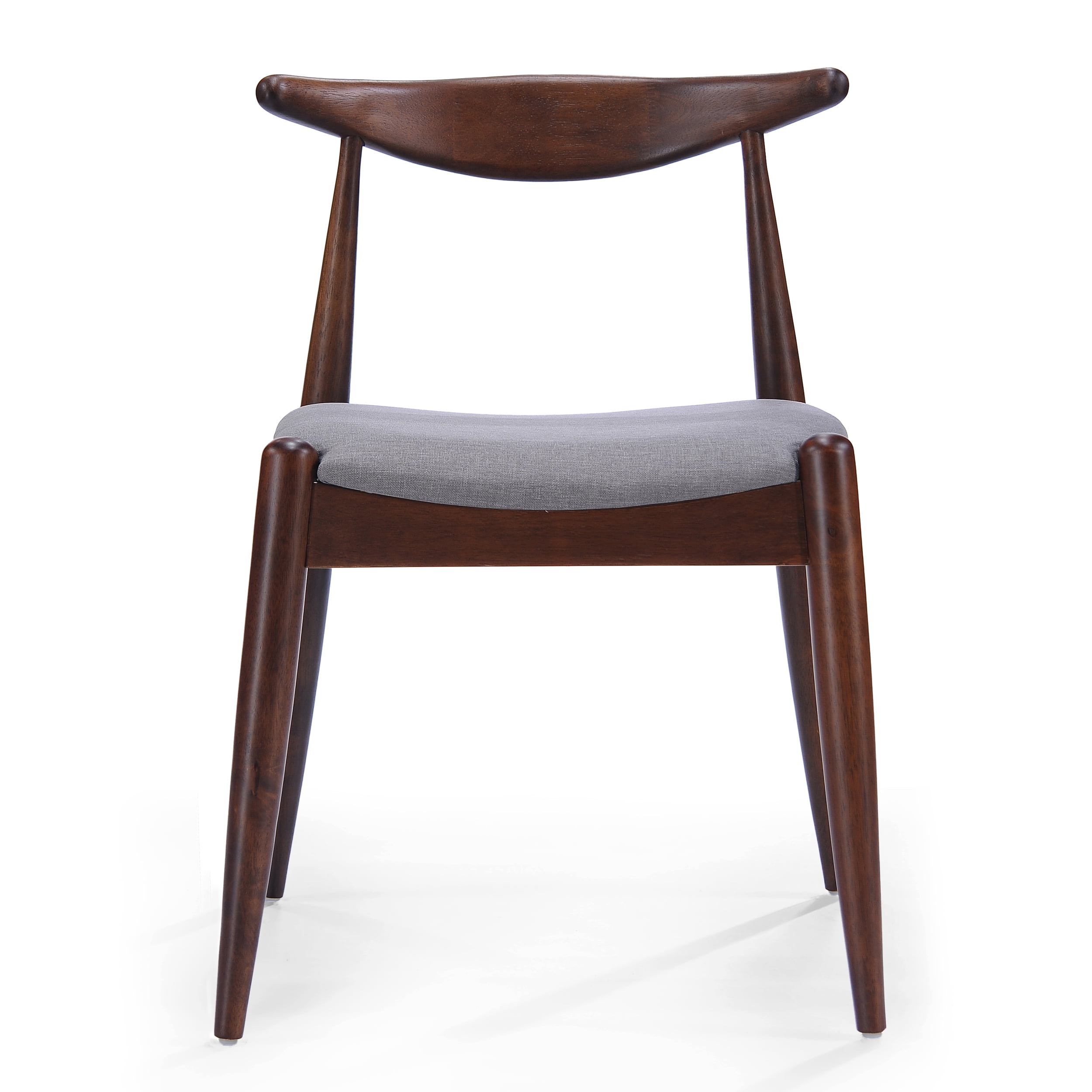 GDF Studio Virgil Mid Century Modern Fabric Upholstered Dining Chairs, Set of 2, Light Gray and Walnut