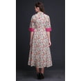 thumbnail image 3 of Bimba Floral Printed Roll Up Sleeves Button Down Mid-Calf Women Shirt Dress-Medium, 3 of 5