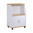 thumbnail image 1 of Hodedah Mini Wheeled Microwave Island Cart with Cabinet, White, 1 of 4