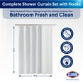 thumbnail image 2 of Clorox 100% Polyester Shower Curtain Set with Waterproof PEVA Liner and 12 Metal Hooks (White), 2 of 8