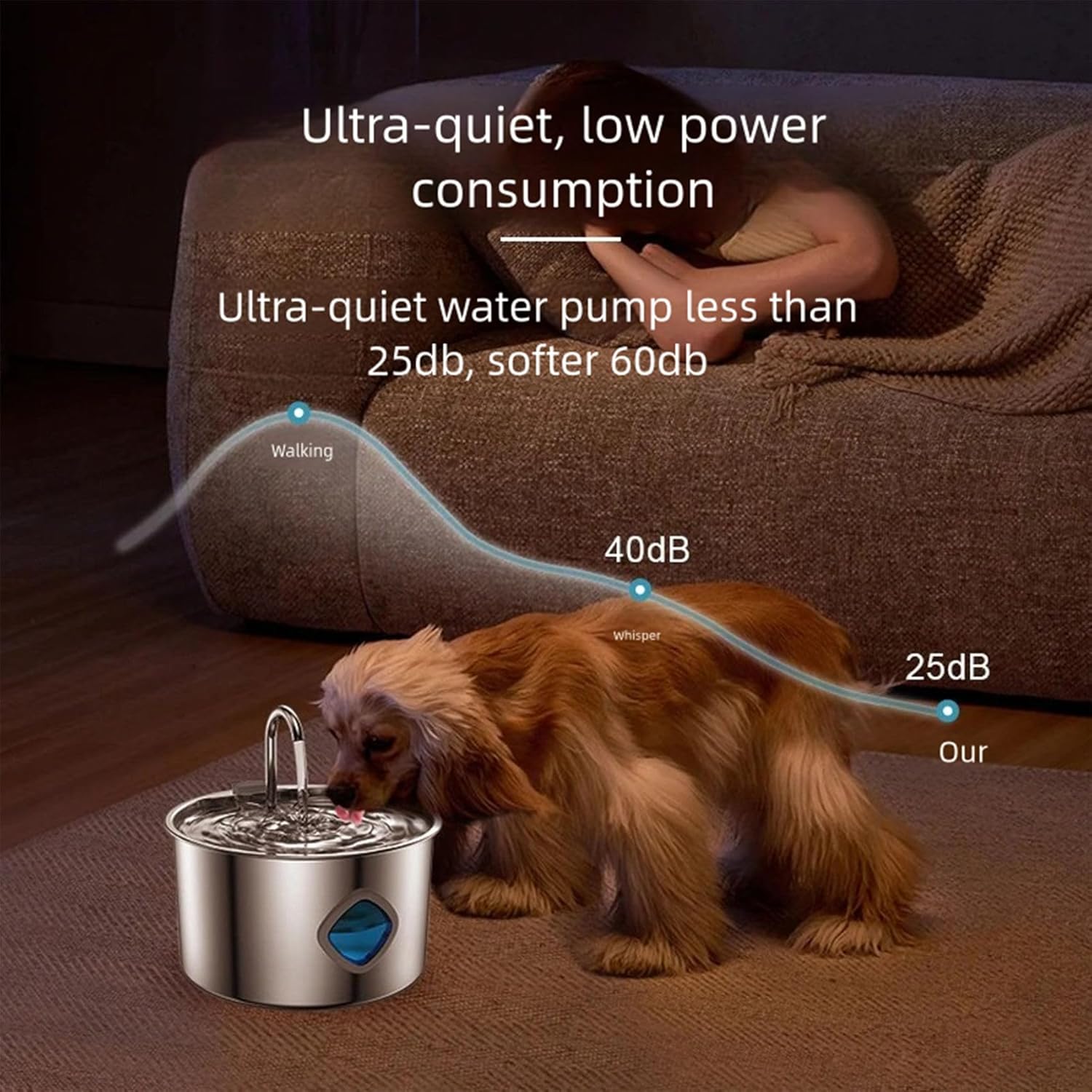 Water Fountain, 304 Stainless Steel, 3.2L Capacity, Ultra-Quiet Pump, Healthy Drinking Water for a Healthier Lifestyle for Your Pet