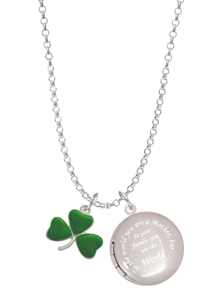 Irish Luck Horseshoe with Shamrock Custom Engraved Baby Feet Heart Locket Necklace