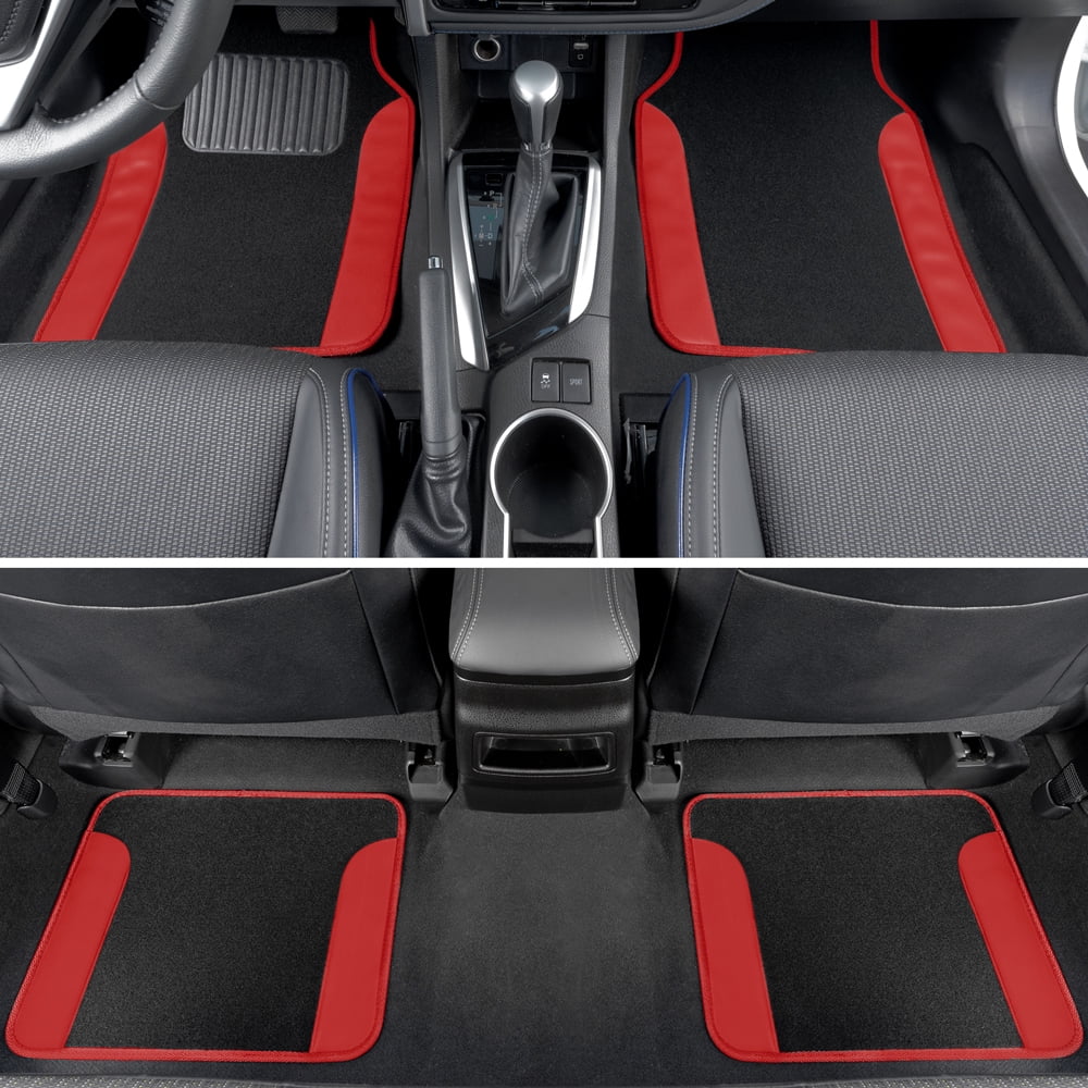Car Accessory Gift Set, Includes Motor Trend Auto Sunshade, Two-Tone Carpet Floor Mats & Steering Wheel Cover, Holiday Combo Pack for Autos Truck Van SUV